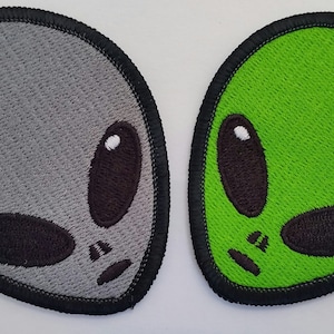 Alien head embroidered patch