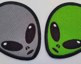Alien head embroidered patch