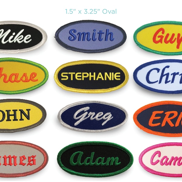 Embroidered Custom Iron-On Oval Name Patch