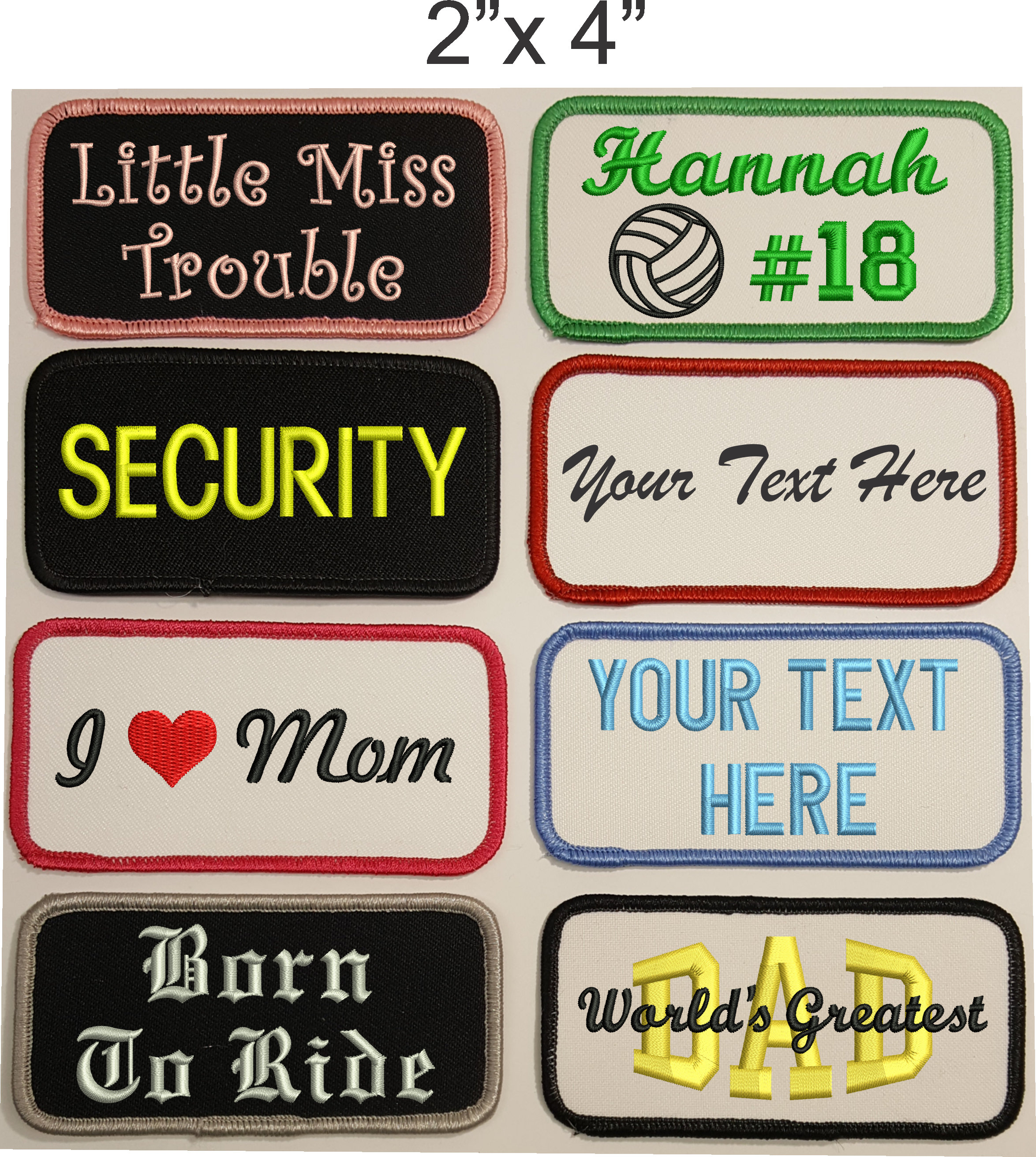 Custom Embroidered Sew On Patch 2x 4 Rectangle Etsy