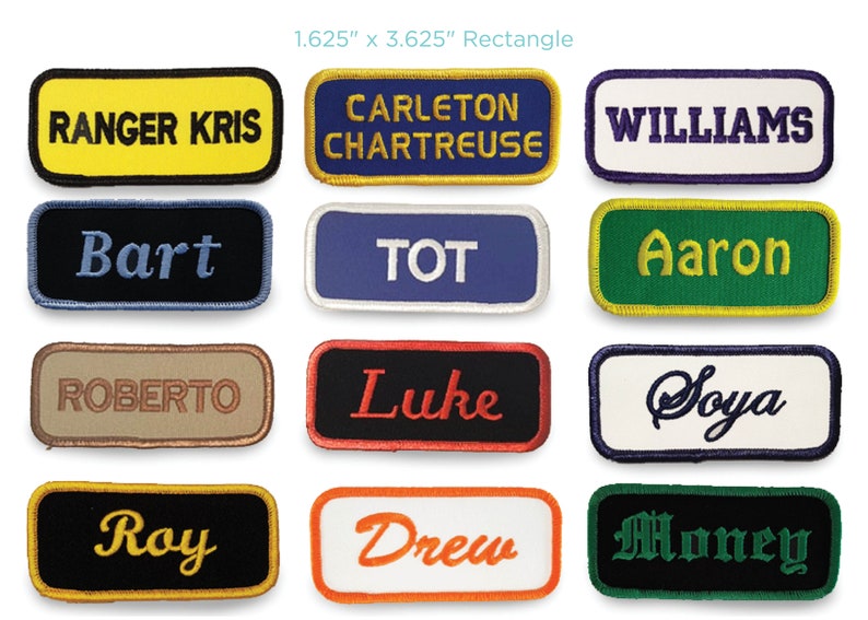 Embroidered Custom Iron-On Rectangle Name Patch (Free Shipping) 