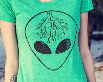 Alien Shirt, Screen Printed, Women's Tri-Blend T-shirt