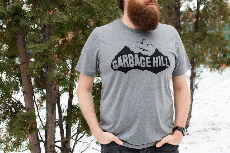 Garbage Hill Winnipeg T-Shirt, Screen Printed, Grey Unisex Tri-Blend image 1