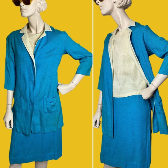 Vintage 70s electric blue suit// country Western … - image 1