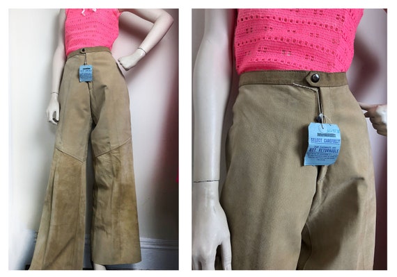 vTg NOS 70s suede bellbottoms// 60s hippie boho we