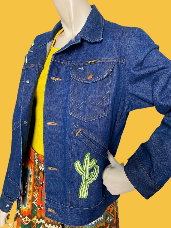 Vintage 70s cactus Wrangler Denim jacket // Patch… - image 2