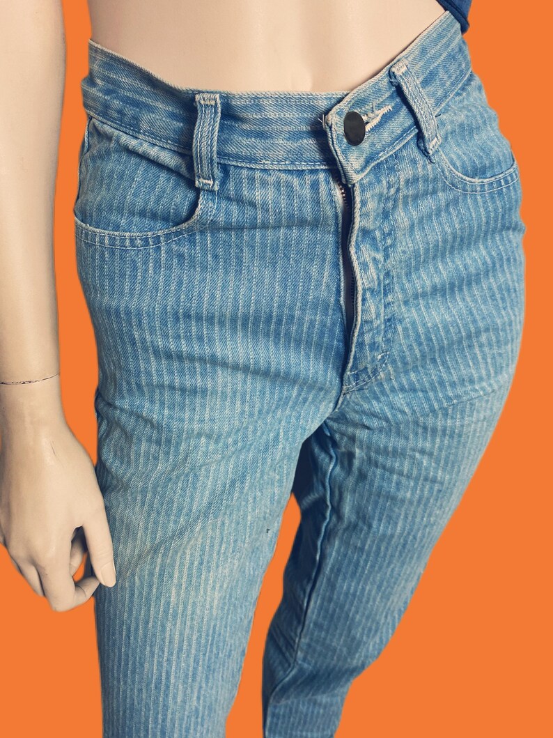 Vintage 80s Palmetto Light Wash Jeans// 80s Pin Striped Denim Etsy