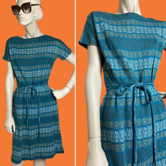 1950s Mid Century Day dress // 1950s Ethnic tiki … - image 1