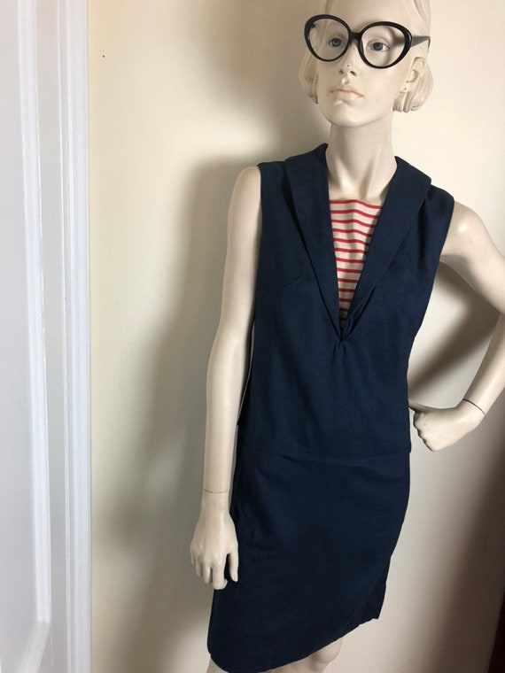 60s Mod sailor shift dress// Nautical sailor shea… - image 6