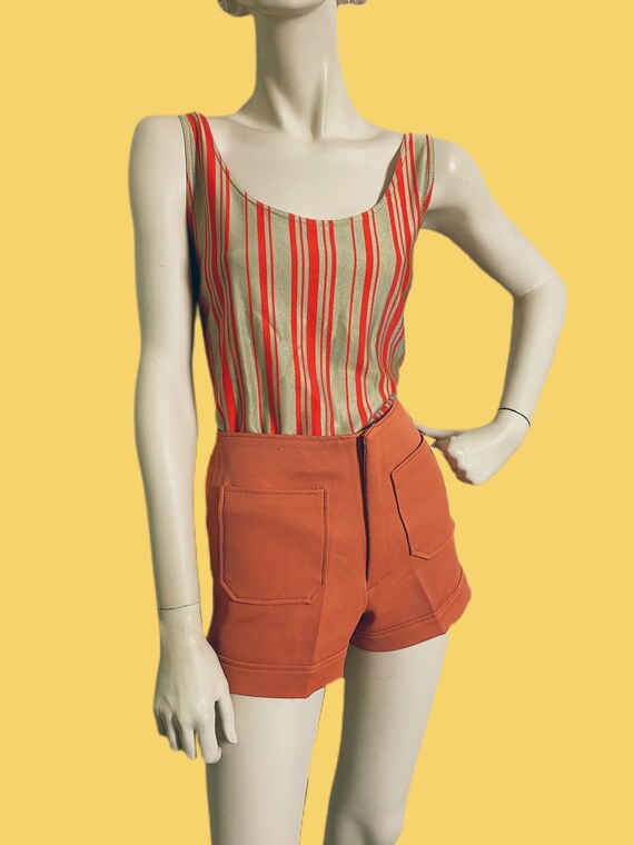Vintage 60s groovy striped tank top// day-glow ta… - image 6