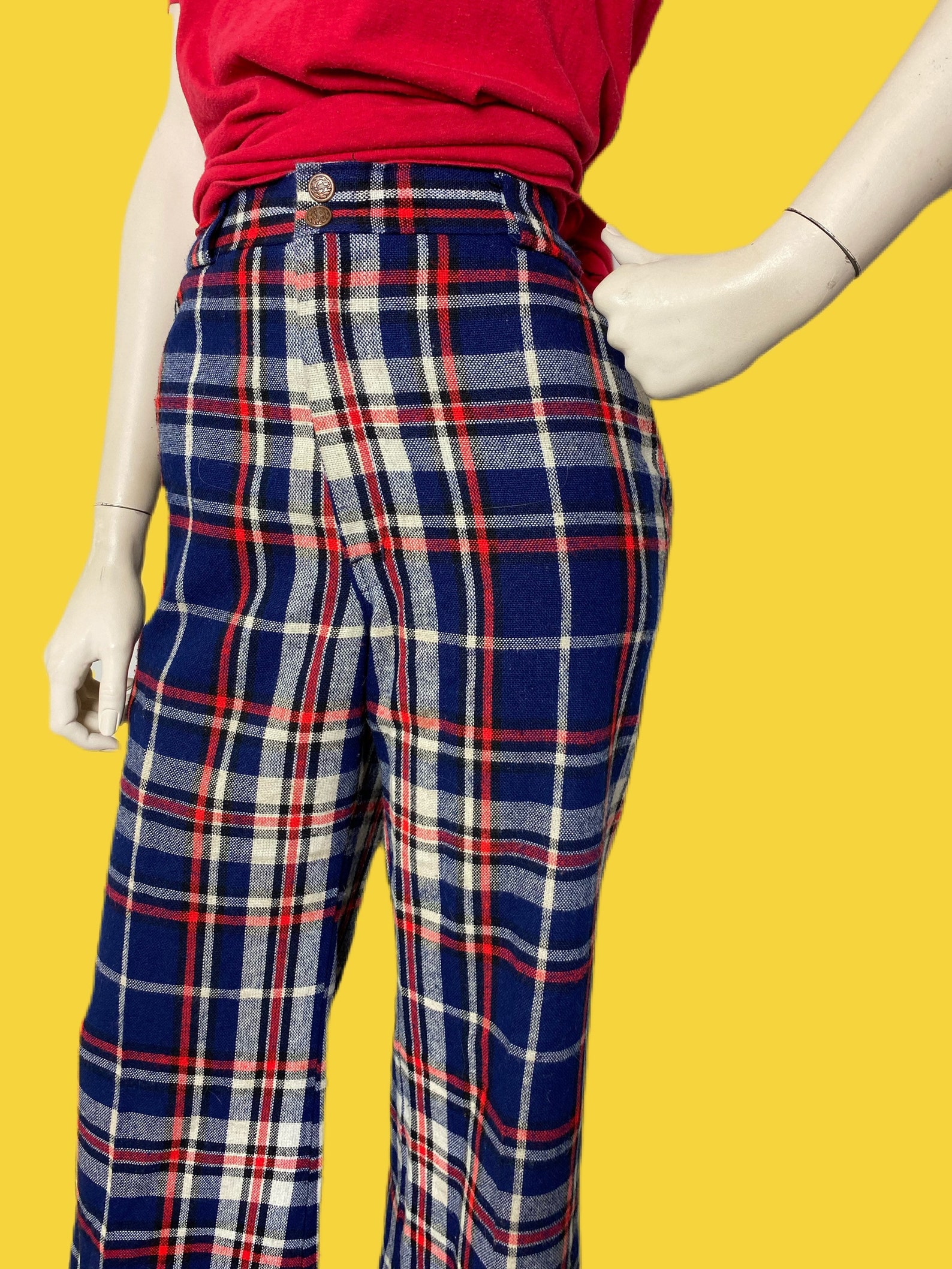 red plaid bell bottoms