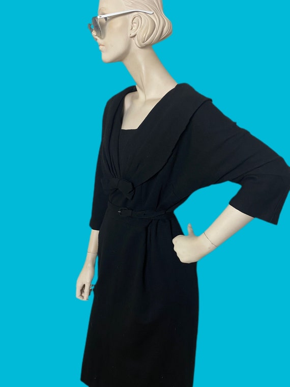 1950s little back dress// shawl collar midi dress… - image 4