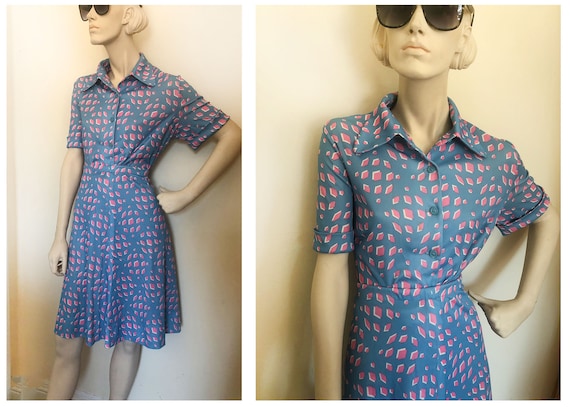 1970s MCM print Two piece skirt set // A-line skir
