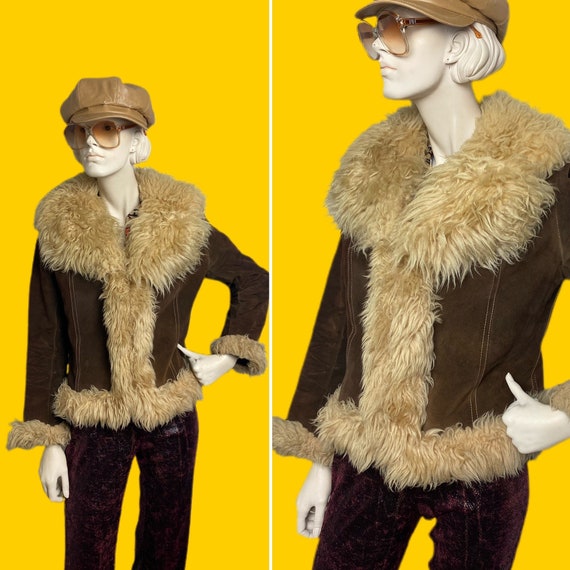1970s Penny Lane coat// chocolate suede cropped sh