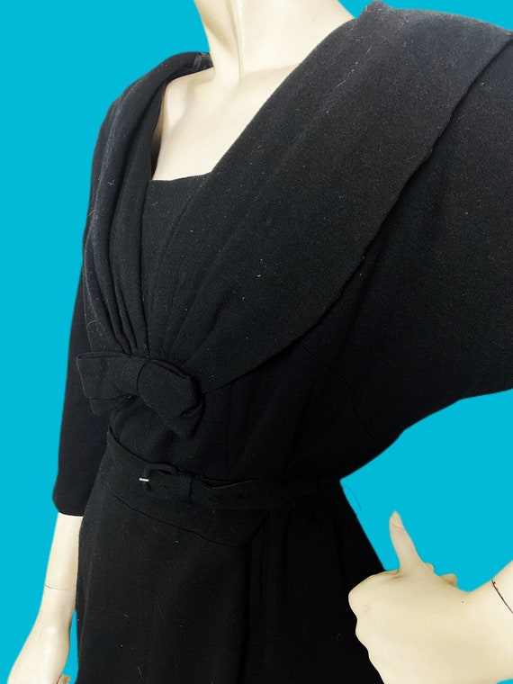 1950s little back dress// shawl collar midi dress… - image 6