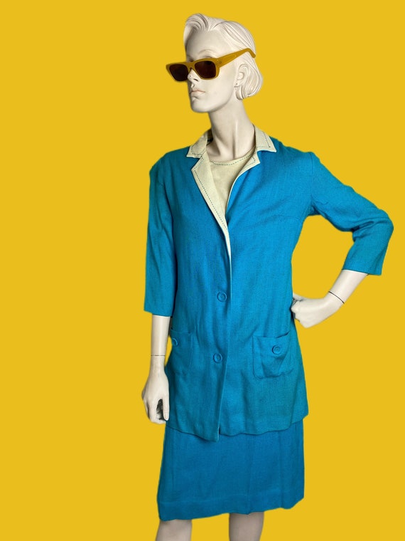 Vintage 70s electric blue suit// country Western … - image 2