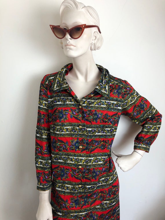 VtG 60s Paisly Collared shift// button down rock … - image 2