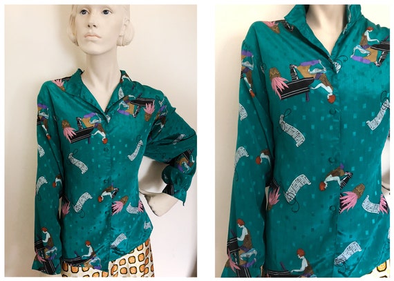 70s 80s Novelty shirt// Diane von Frustenberg Art
