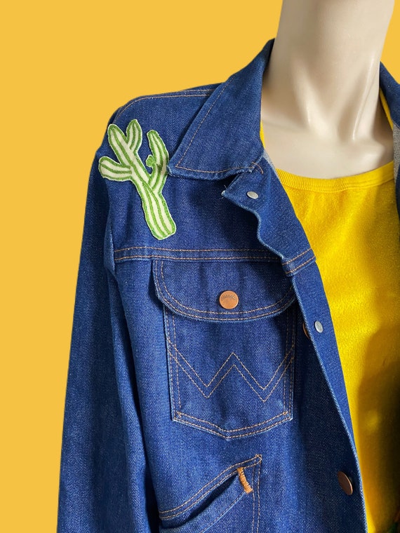 Vintage 70s cactus Wrangler Denim jacket // Patch… - image 3