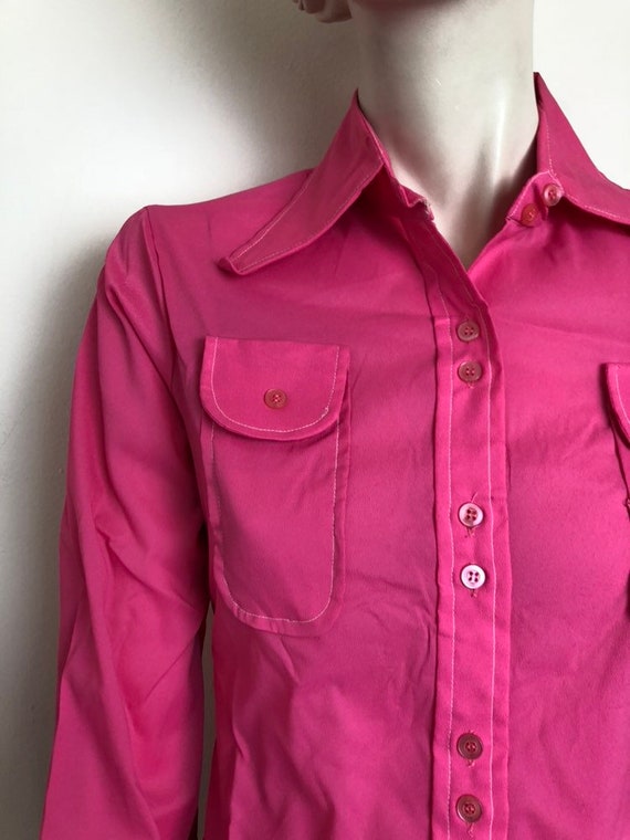 Vtg Bubblegum pink top// Beagle collar 60s 70s ho… - image 2