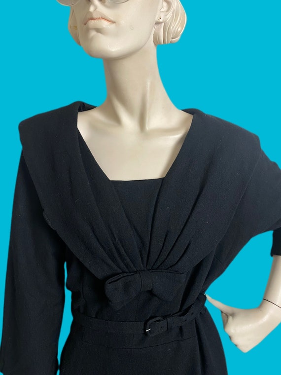 1950s little back dress// shawl collar midi dress… - image 7