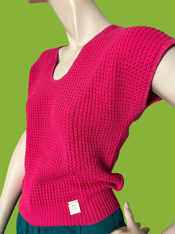 NOS pink knit sweater vest// Magenta pink knit De… - image 5