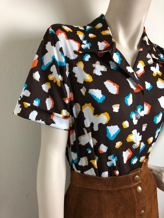 1970s abstract Flower Power disco shirt// Vintage… - image 3