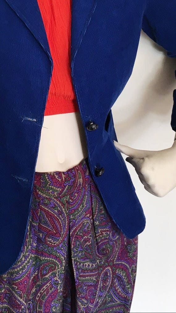 1960s mod corduroy blazer in royal blue. Classic rock… Gem