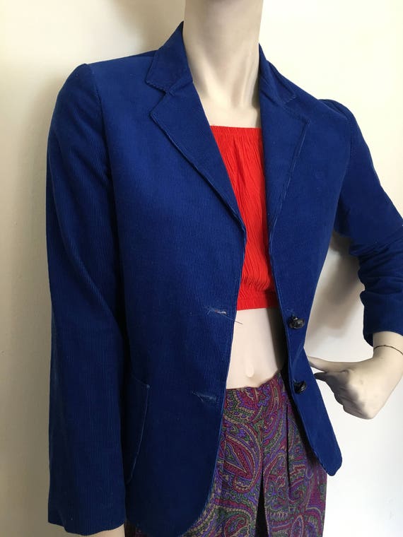 1960s mod corduroy blazer in royal blue. Classic rock… Gem