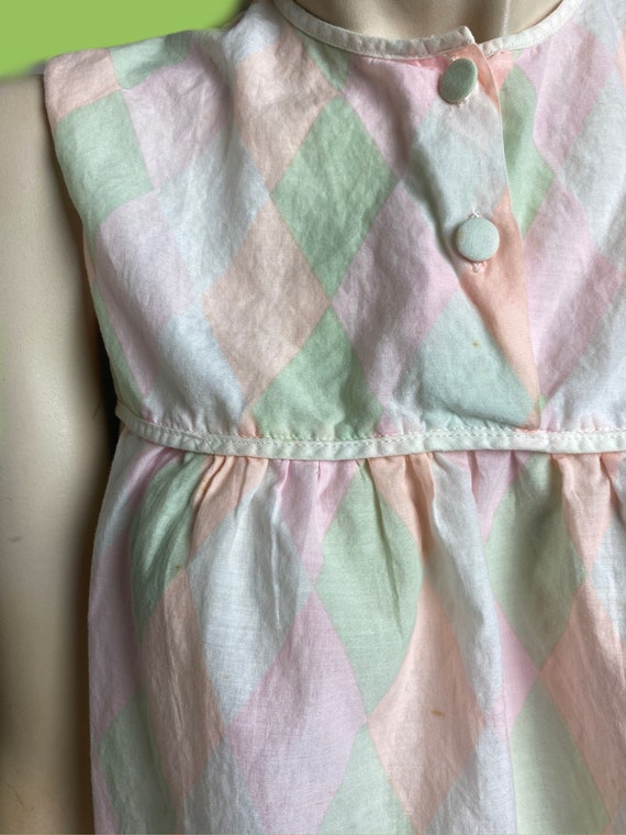 Vintage 50s 60s Harlequin pastel night gown slip/… - image 7