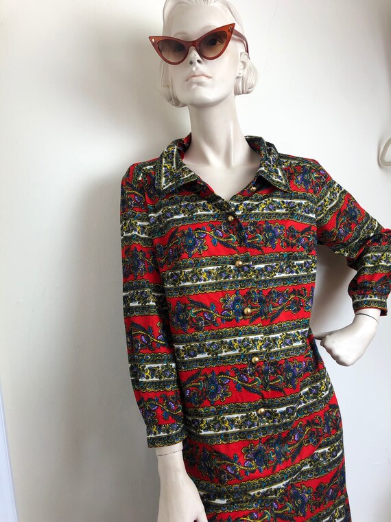 VtG 60s Paisly Collared shift// button down rock … - image 5