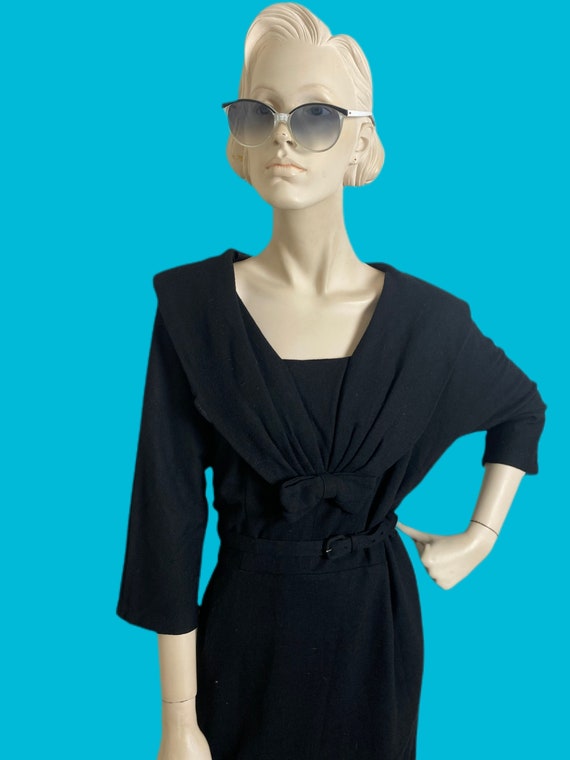 1950s little back dress// shawl collar midi dress… - image 5