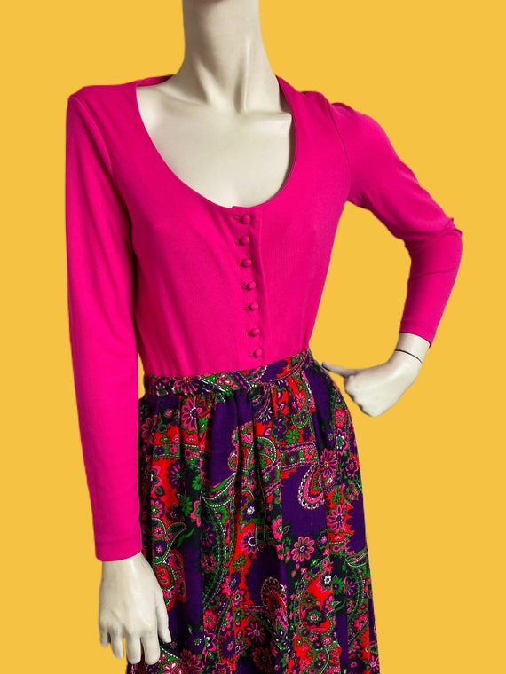 Vtg 60s Pink paisley skirt suit // vintage 60s gr… - image 2
