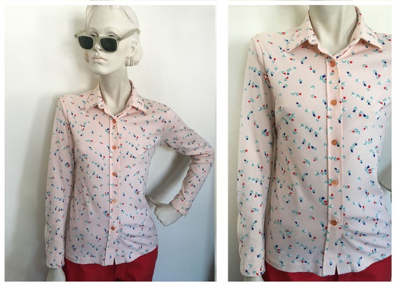 Vintage Baby pink Novelty blouse with all over Tul