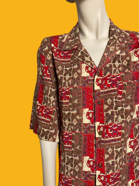 1960s 1970s Tiki Hawaiian Shirt//unisex oversized… - image 6