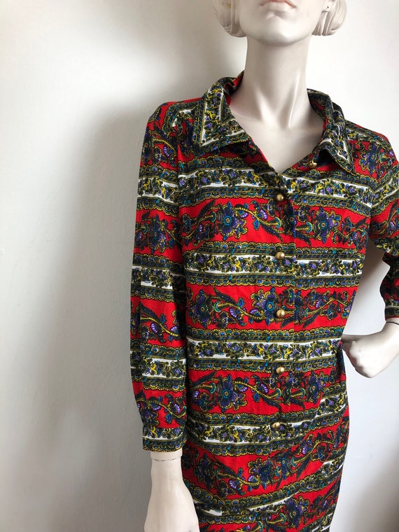 VtG 60s Paisly Collared shift// button down rock … - image 3