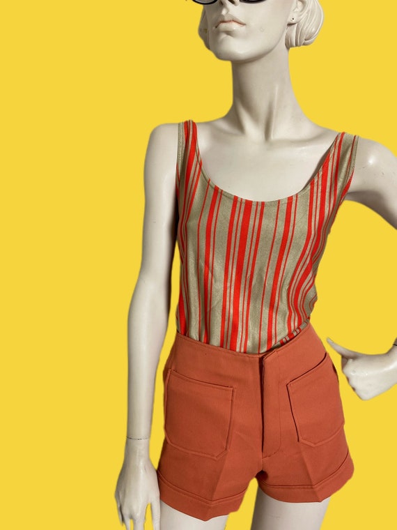 Vintage 60s groovy striped tank top// day-glow ta… - image 5