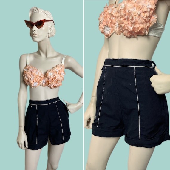 1950s pinup shorts // black and white 50s rockabil