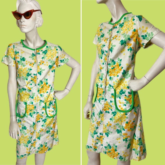 Vintage 60s daisy shift// Mod twiggy dress with b… - image 1
