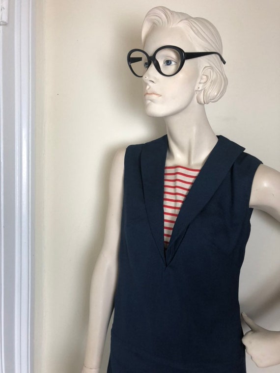 60s Mod sailor shift dress// Nautical sailor shea… - image 2