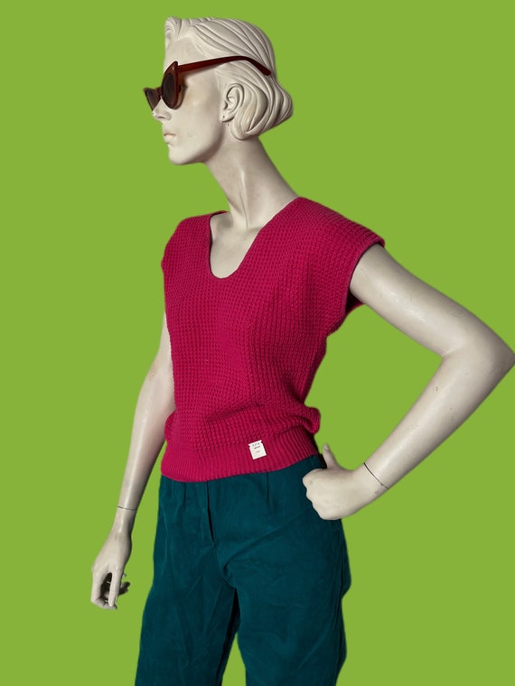NOS pink knit sweater vest// Magenta pink knit De… - image 4