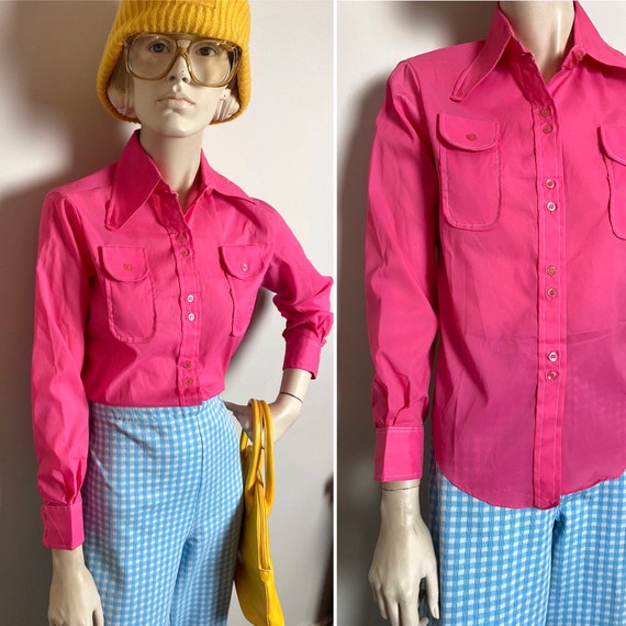 VtG 60s bubblegum pink blouse with beagle collar /