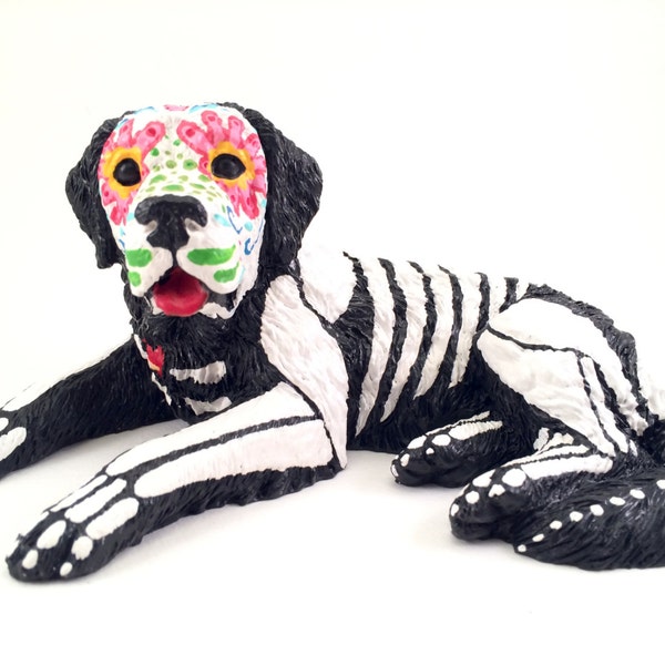 Day of the Dead St Bernard Sugar Skull pet memorial Dia De Los Muertos sculpture Dog Halloween Decor Great Pyrenees Bernese Mountain Dog