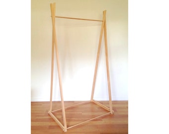Perchero portátil de madera para adultos, 90 cm de ancho, barra para guardar ropa, colgador de prendas, expositor para puestos de mercado