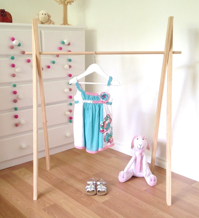 Childrens Clothing Rack Wooden Clothes Costume Image 0