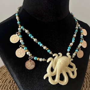 Octopus Necklace | White Gold | Swimmable Accessory | Merfolk, Fantasy, LARP & RenFaire Costume Piece