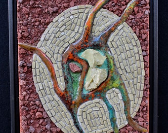 Mosaik-Kunstwerk, abstrakte Mosaik-Kunst, Mosaik-Wandbehang