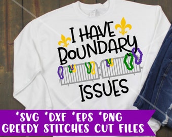 I Have Boundary Issues svg, dxf, eps, and png.  Mardi Gras SvG | Beads SVG | Mardi Gras Boundary Issues SvG | Instant Download Cut Files.