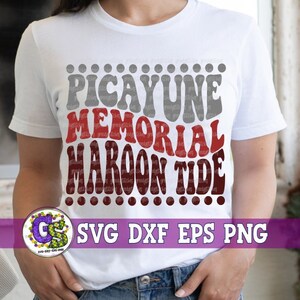 Picayune Memorial Maroon Tide Groovy Wave svg dxf eps png | Picayune Mississippi SVG | Picayune Memorial Maroon Tide SvG Instant Download