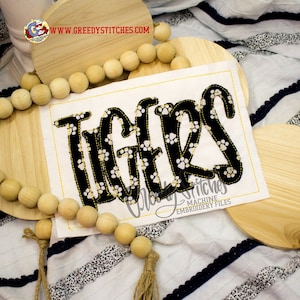 Tigers Bean Applique Machine Embroidery Design | Tigers Mascot Machine Embroidery | Tigers Applique | Tigers Bean Stitch Applique Embroidery
